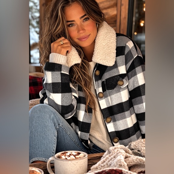 UGG Jackets & Blazers - Koolaburra by UGG Sherpa Collar Plaid Jacket Buffalo Check Coat Cozy Cabin XL